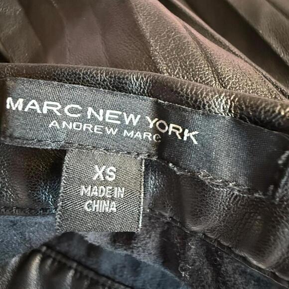 Metallic Pleated Faux Leather Midi Skirt Black Silver Tone XS - Picture 3 of 6